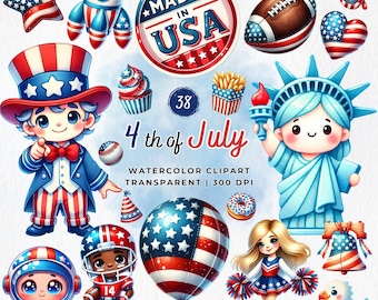4th of July Clipart Set: Patriotic USA Graphics (Digital Download)