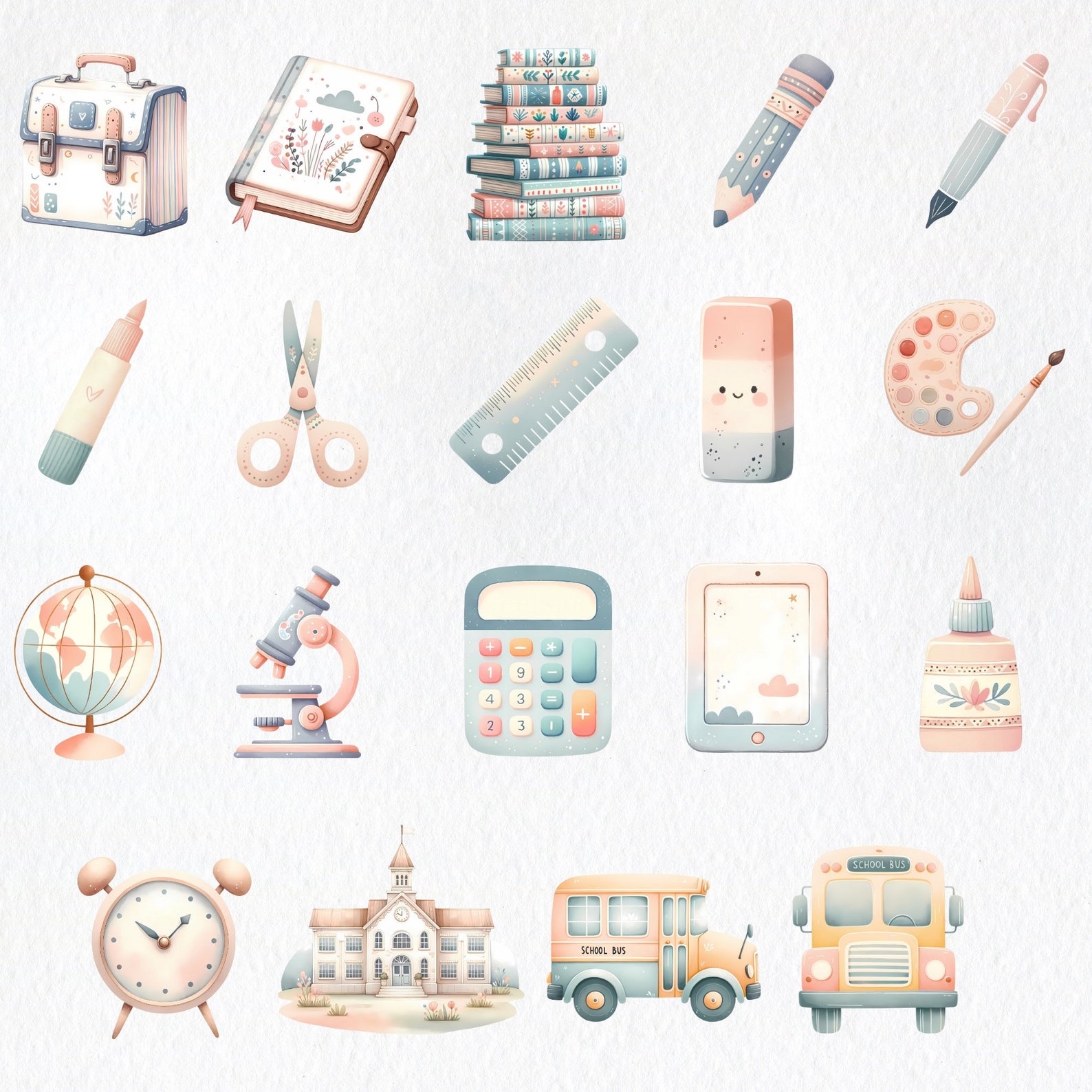 Back to School Clipart, First Day of School, Watercolor School Animals ...