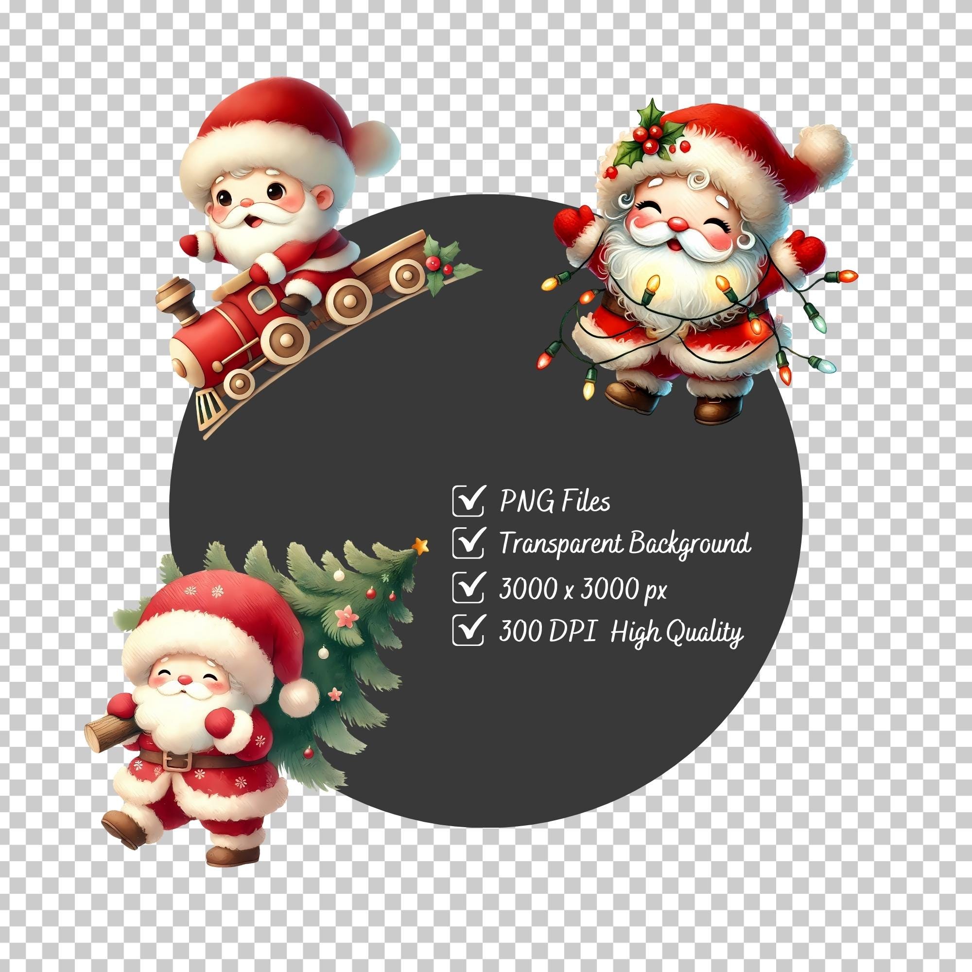 Santa Clipart, Cute Santa Claus PNG, Watercolor Christmas Clipart ...