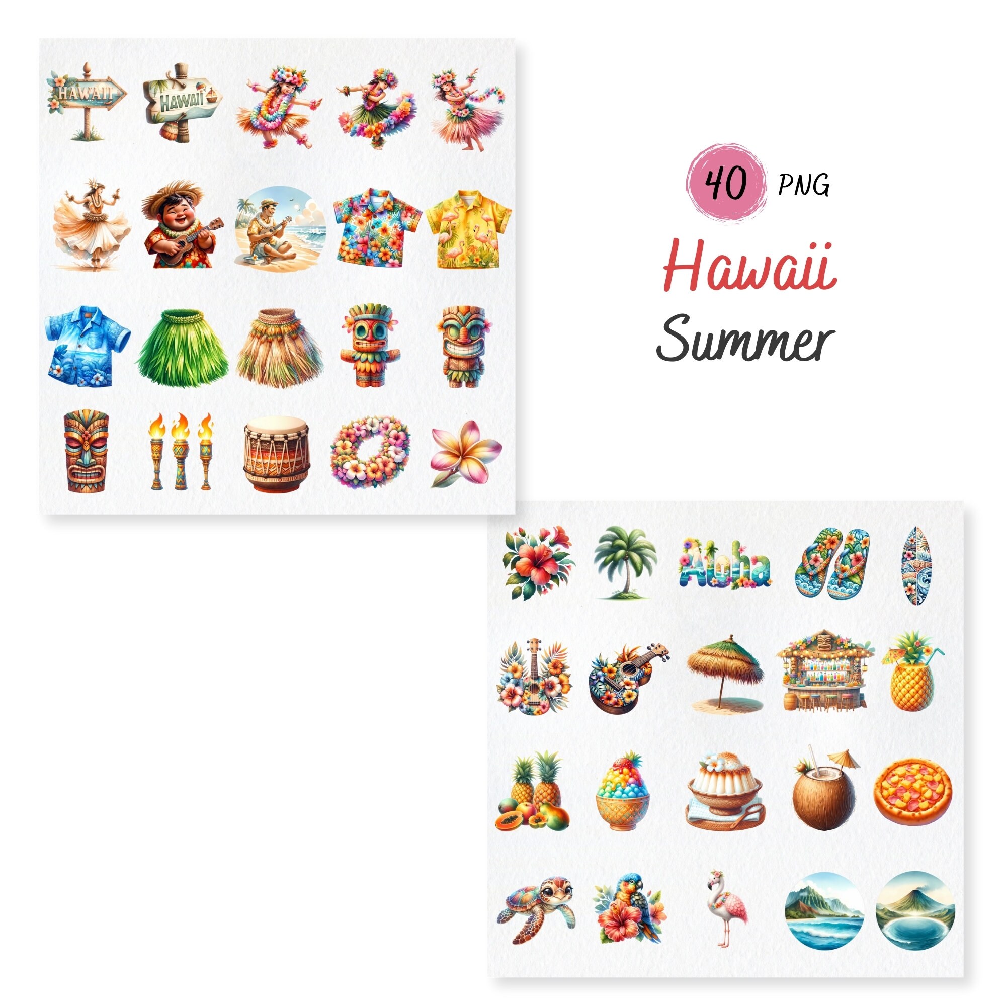 Summer Bundle PNG , Summer Clipart , Beach , Gnome , Mermaid , Hawaii ...