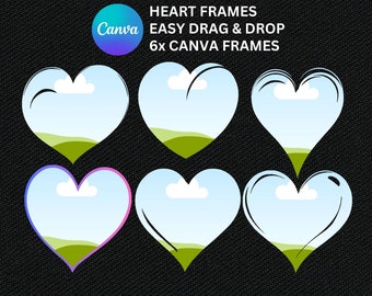 Canva ハートフレーム：簡単なドラッグ＆ドロップテンプレート（デジタルダウンロード）
