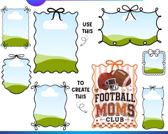 Coquette Canva Frames SVG PNG Bundle, Wavy Ribbon Bow Custom Drag and Drop Photo Frames for Sublimation, T-Shirt Graphic Template Creator