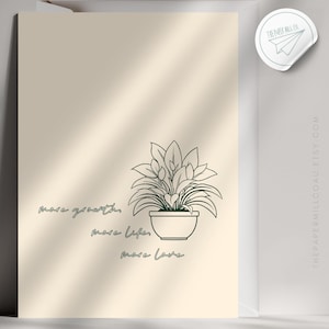 KAART MET BESTE WENSEN | A6-wenskaart | Fine Line kamerplant | Eenvoudig Minimalistisch | Verjaardagskaart | Veel gelukskaart | Gefeliciteerd