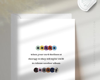 Carte drôle inspirée de T SWIFT | Carte de voeux A6 | Visite des époques | Swfitie | TTPD | Version Taylor | Déclin de la carte de thérapie Meme