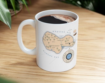 Tasse en céramique de carte d&#39;île de chêne 11oz