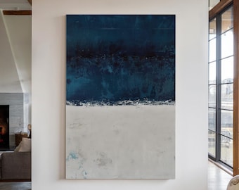 Navy Blue Abstract Print: Minimalist Japandi Wall Art (Digital Download)