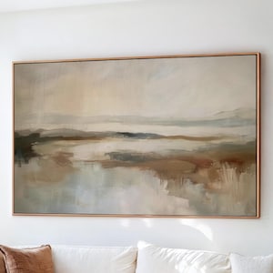 Neutral Abstract Landscape Print: Soft Earth Tone Horizon (Digital Download)