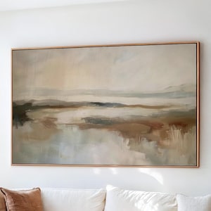 Neutral Abstract Landscape Print: Soft Earth Tone Horizon (Digital Download)