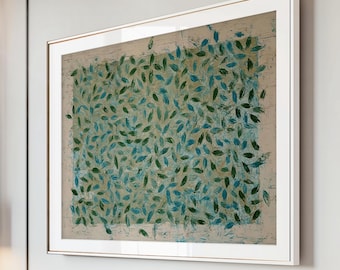 Abstract Leaf Print: Teal Green Botanical Pattern (Digital Download)
