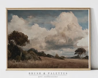 Cloudy Landscape Print: Moody Countryside Scene (Digital Download)
