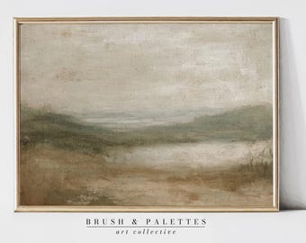 Neutral Landscape Print: Soft Earth Tones and Calm Horizon (Digital Download)