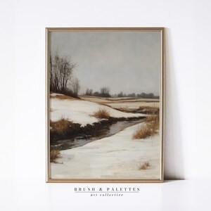 Winter Landscape Print: Snowy Countryside Stream (Digital Download)