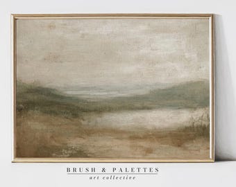 Neutral Landscape Print: Soft Earth Tones and Calm Horizon (Digital Download)