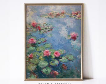 Estanque de nenúfares: Lámina artística floral impresionista (Descarga digital)