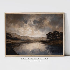 River Print: Moody Mountain Reflection Landscape (Digital Download)