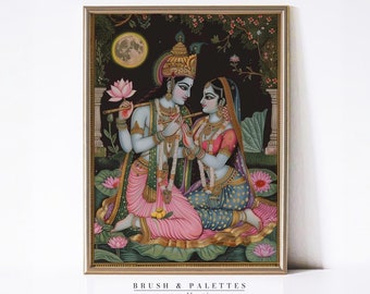 ラーダ　クリシュナ　額縁付　　　　　　　　ビンテージポスター ラーダ クリシュナ 額縁付 ビンテージポスター