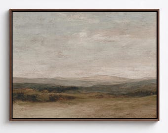 Neutral Rolling Hills Landscape Print: Soft Earth Tones and Calm Horizon (Digital Download)