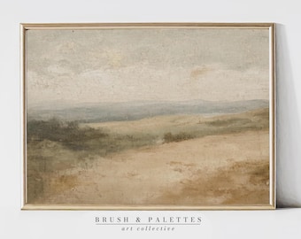 Vintage Landscape: Neutral Minimalist Earth Tone Painting for Timeless Home Decor (Digital Download)