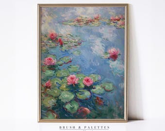 Water Lily Pond: Impressionist Floral Art Print (Digital Download)