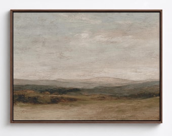 Neutral Rolling Hills Landscape Print: Soft Earth Tones and Calm Horizon (Digital Download)