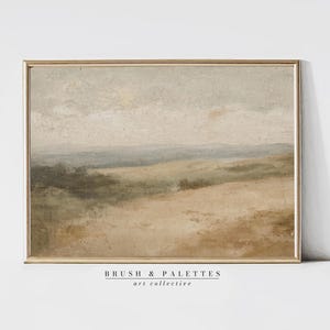 ヴィンテージ風景画：時代を超越したインテリアのための、ニュートラルでミニマルなアースカラーの絵画（デジタルダウンロード）