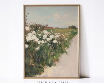 Wildflower Meadow Print: Soft Impressionist Countryside Landscape (Digital Download)