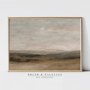 Neutral Rolling Hills Landscape Print: Soft Earth Tones and Calm Horizon (Digital Download)