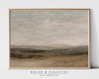 Neutral Rolling Hills Landscape Print: Soft Earth Tones and Calm Horizon (Digital Download)