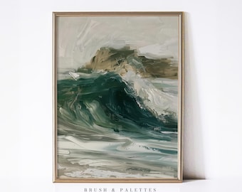 Neutrale weise Seelandschaft: Abstrakte Küstenkunst (Digitaler Download)