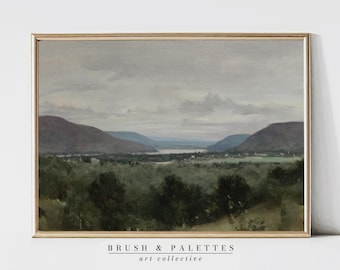 Hudson River Valley Landscape Print: Serene American Scene With Distant Hills (Digital Download)