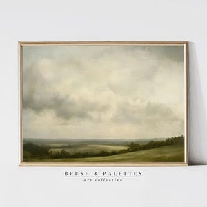 Soft Countryside Hills: Neutral Minimalist Landscape Painting (Digital Download)