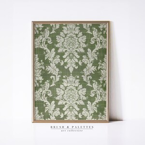 Vintage Damask Print: Sage Green Floral Pattern (Digital Download)