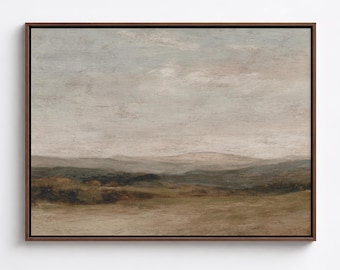 Neutral Rolling Hills Landscape Print: Soft Earth Tones and Calm Horizon (Digital Download)