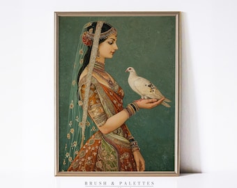 鹿を連れたインド人女性：ムガル帝国の民芸品（デジタルダウンロード