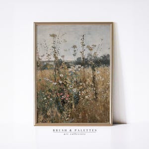 Wildflower Meadow Print | Impressionist Landscape Painting | Rustic Nature Wall Art | Farmhouse Living Room Decor | Floral Field PRINTABLE