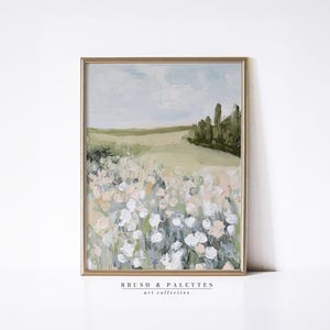 Wildflower Field Painting | Countryside Landscape Printable | Farmhouse Wall Art | Rustic Spring Meadow Flowers Print | DIGITAL DOWNLOAD