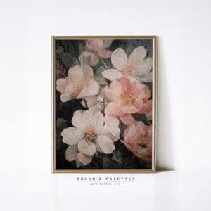 Blush and White Roses Print | PRINTABLE Vintage Floral Wall Art | Romantic Botanical Digital Painting for Cottagecore or Victorian Homes