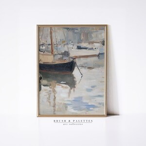Vintage Nautical Boat Print | Impressionist Harbor Scene Painting | Coastal Wall Art for Beach House, Maritime & Seaside Decor | PRINTABLE