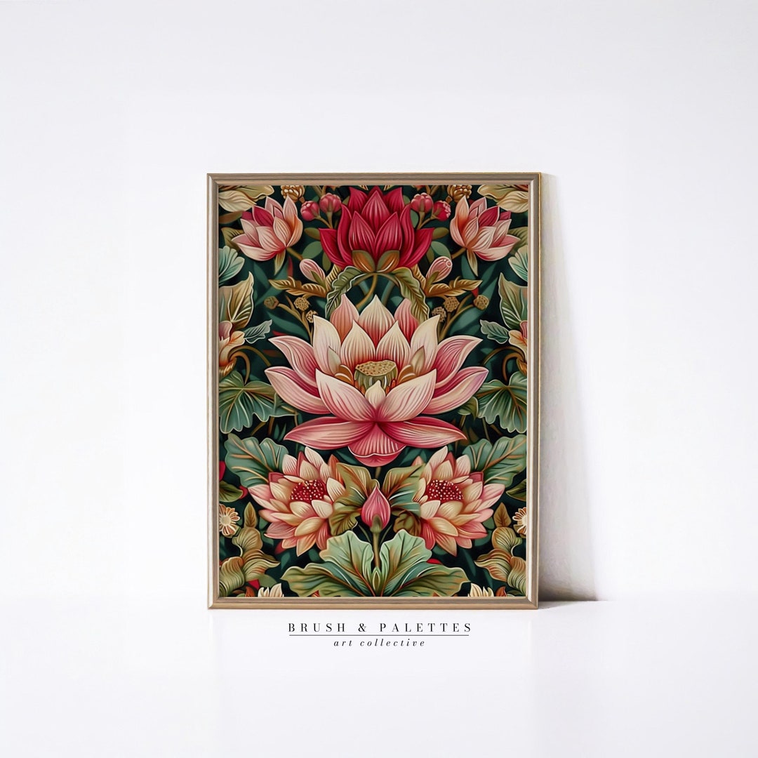 Vintage Lotus Flower Art Print | Exotic Floral Wall Decor (digital ...