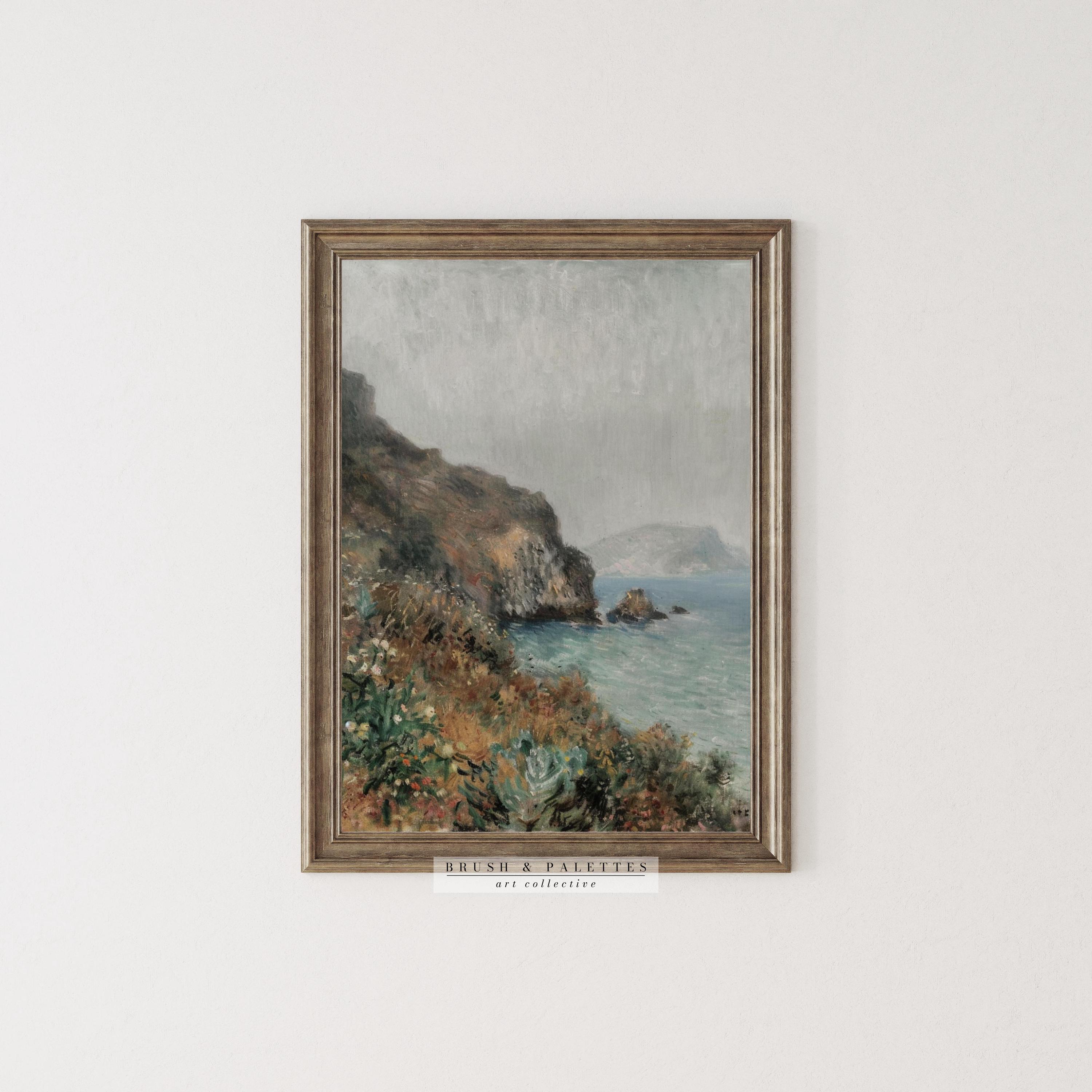 Misty Coastal Cliffside Print | PRINTABLE Seaside Landscape Wall Decor ...