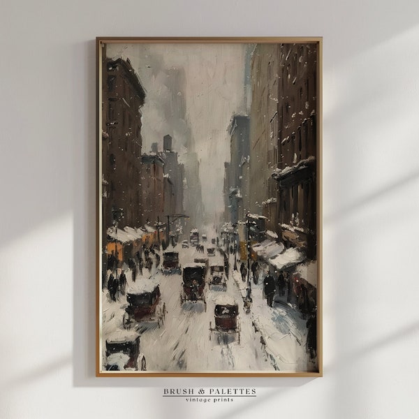 Vintage Moody Winter Paris Cityscape Print | Dark Neutral Painting | Antique PRINTABLE Digital Art