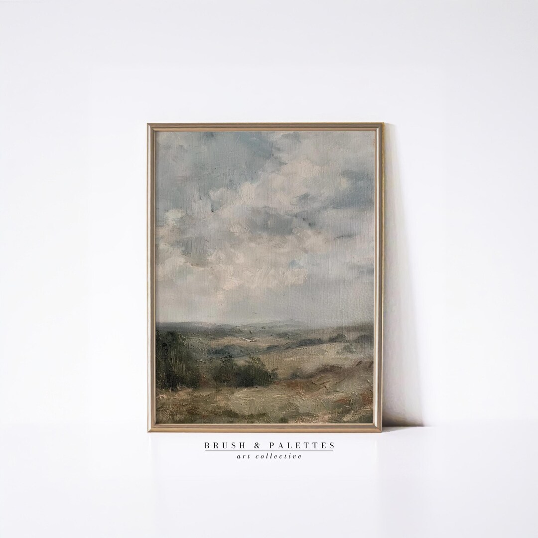 Vintage Landscape Print: Moody Countryside Oil Painting (digital ...
