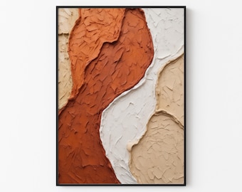 Texture terreuse abstraite : oeuvre d'art murale moderne et neutre dans des tons terre cuite (téléchargement numérique)