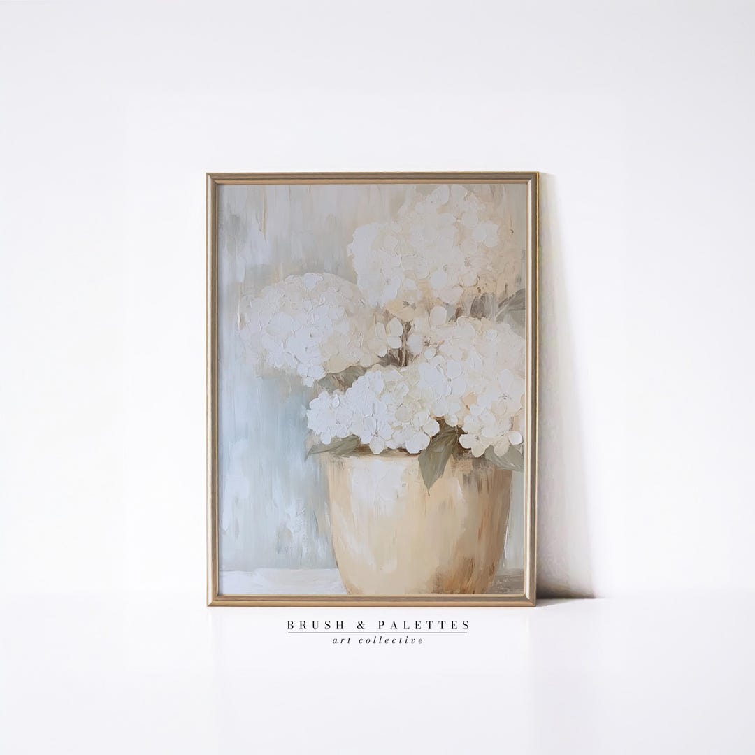 White Hydrangea Vase Print | PRINTABLE Floral Still Life Wall Decor ...