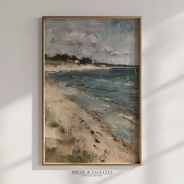 Vintage Coastal Seaside Painting | Beach House Wall Art Decor | PRINTABLE