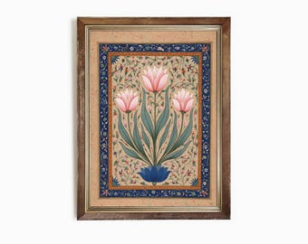 キッズ古着50's rockmoumt fancy art deco tulip Mughal Floral Print: Ornate Tulip Botanical Art (digital Download