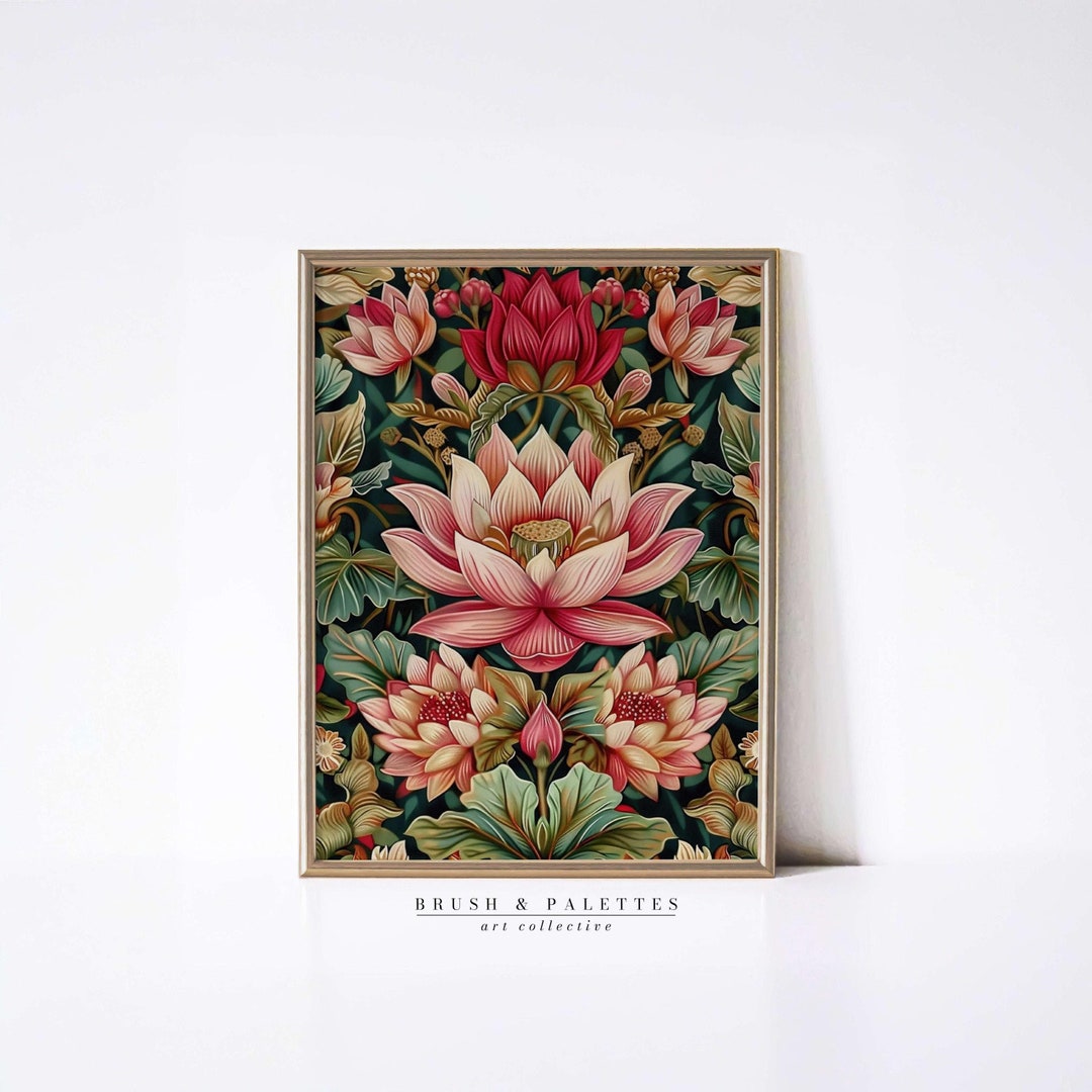 Lotus Flower Indian Print: Vintage Botanical Floral Wall Art (digital ...