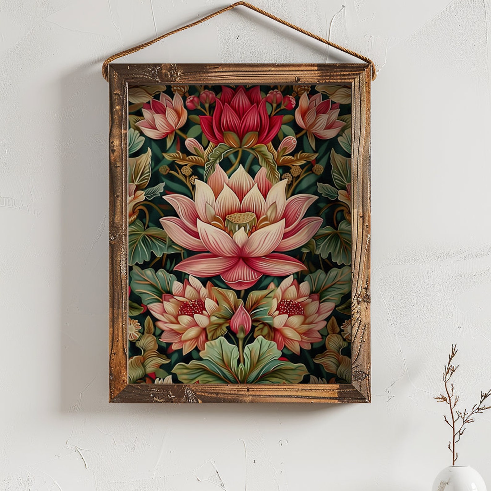 Indian Lotus Flower Lotus Printable Wall Art Indian Vintage Pichwai