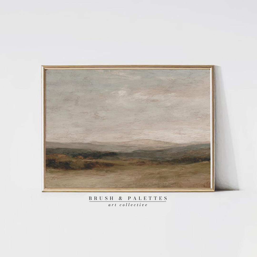 Neutral Rolling Hills Landscape Print: Soft Earth Tones and Calm Horizon (Digital Download