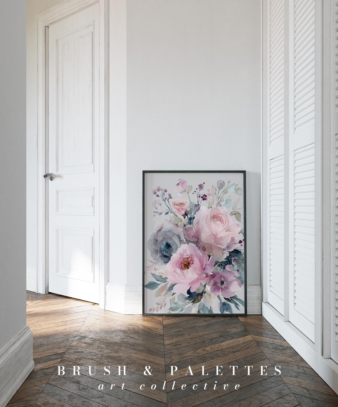 Watercolor Floral Bouquet Print: Soft Blush Pink Roses and Peonies ...